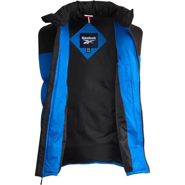imageReebok Mens Puffer Vest  Quilted Insulated Full Zip Winter Vest  Lightweight Outerwear Sleeveless Jacket for Men MXXLVector BlueBlack