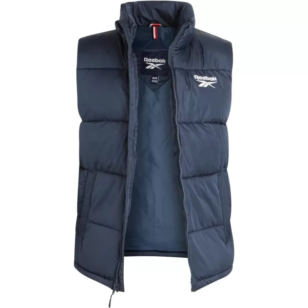 imageReebok Mens Puffer Vest  Quilted Insulated Full Zip Winter Vest  Lightweight Outerwear Sleeveless Jacket for Men MXXLVector Navy