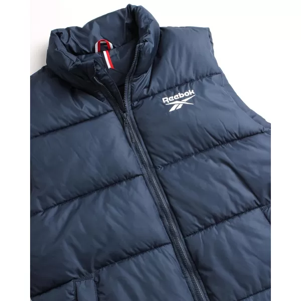 imageReebok Mens Puffer Vest  Quilted Insulated Full Zip Winter Vest  Lightweight Outerwear Sleeveless Jacket for Men MXXLVector Navy