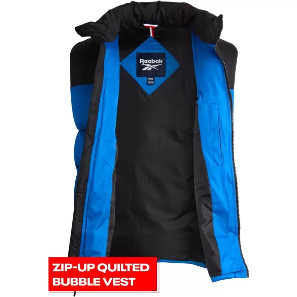 imageReebok Mens Puffer Vest  Quilted Insulated Full Zip Winter Vest  Sleeveless Jacket for Men MXXLVector BlueBlack