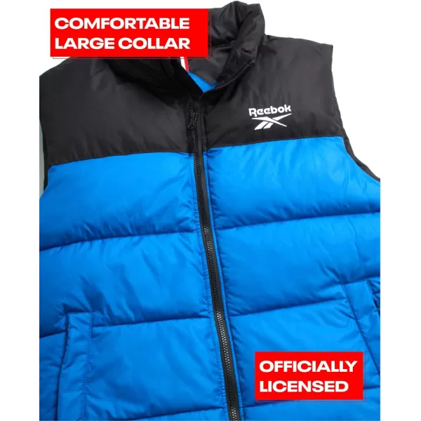 imageReebok Mens Puffer Vest  Quilted Insulated Full Zip Winter Vest  Sleeveless Jacket for Men MXXLVector BlueBlack