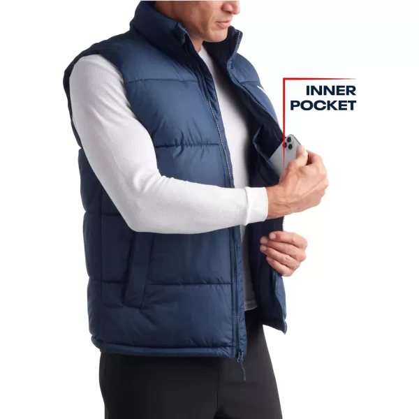 imageReebok Mens Puffer Vest  Quilted Insulated Full Zip Winter Vest  Sleeveless Jacket for Men MXXLVector Navy