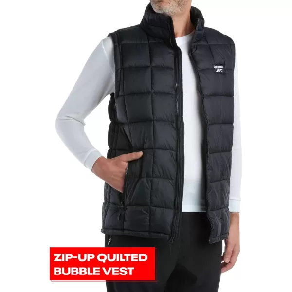 imageReebok Mens Puffer Vest  Quilted Insulated Winter Vest  Sleeveless Bubble Jacket for Men MXXLBlack
