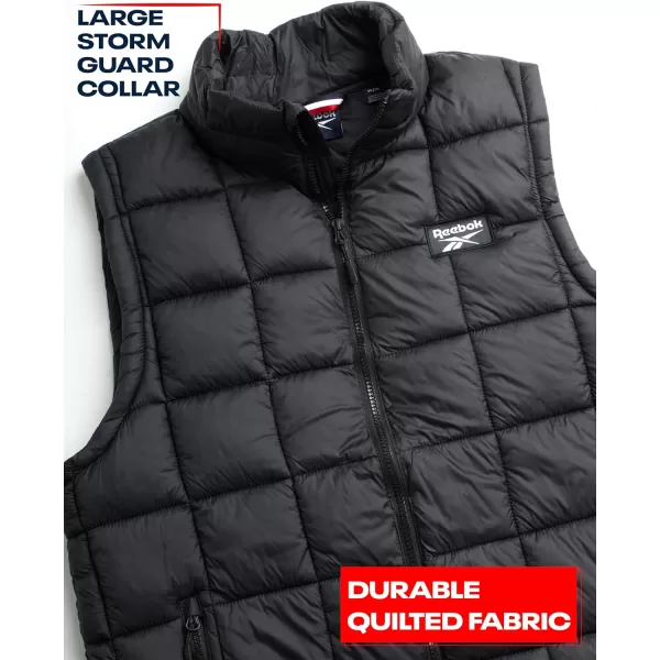 imageReebok Mens Puffer Vest  Quilted Insulated Winter Vest  Sleeveless Bubble Jacket for Men MXXLBlack