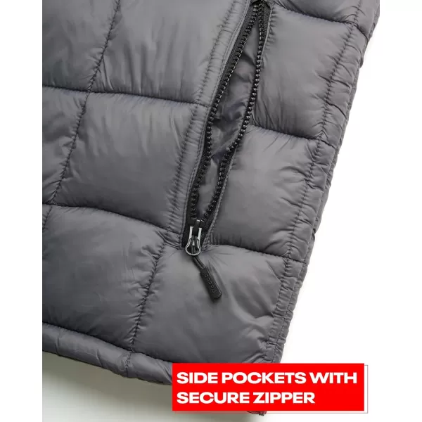 imageReebok Mens Puffer Vest  Quilted Insulated Winter Vest  Sleeveless Bubble Jacket for Men MXXLCharcoal