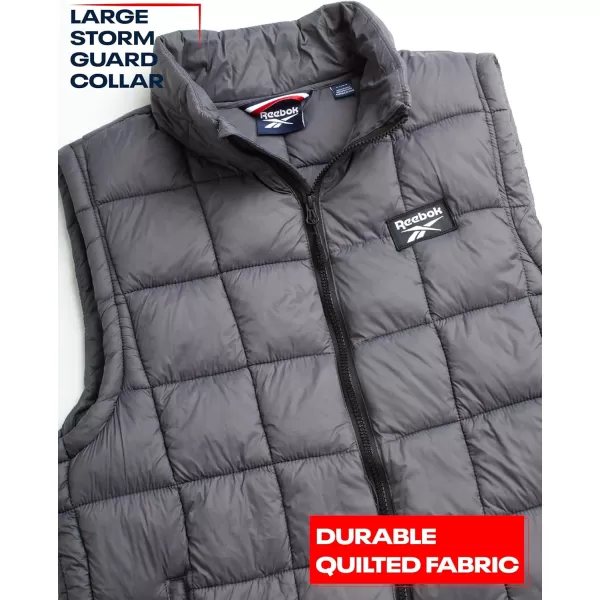 imageReebok Mens Puffer Vest  Quilted Insulated Winter Vest  Sleeveless Bubble Jacket for Men MXXLCharcoal