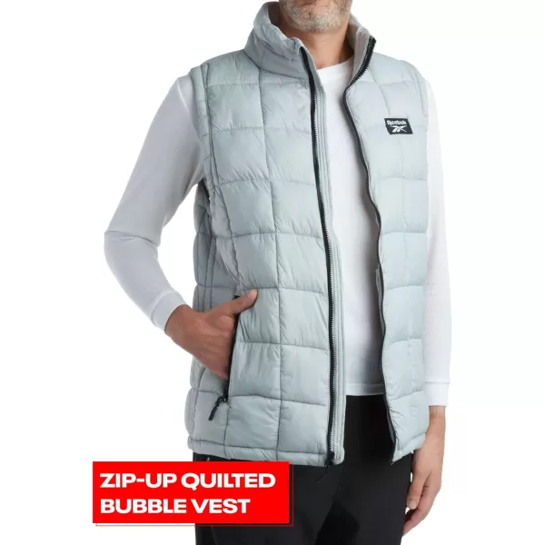 imageReebok Mens Puffer Vest  Quilted Insulated Winter Vest  Sleeveless Bubble Jacket for Men MXXLPure Grey