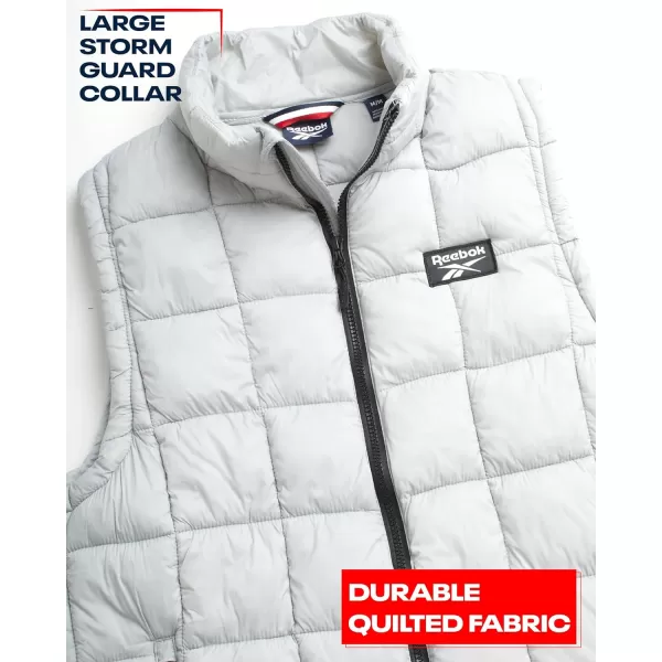 imageReebok Mens Puffer Vest  Quilted Insulated Winter Vest  Sleeveless Bubble Jacket for Men MXXLPure Grey