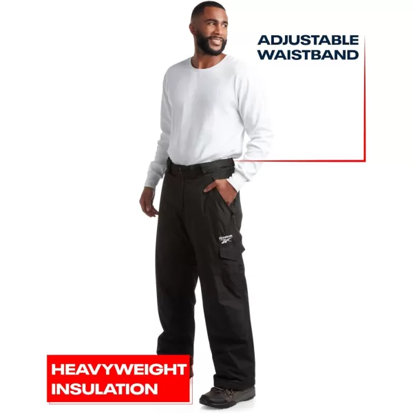 imageReebok Mens Snow Pants  Heavyweight Waterproof Snowboard Pants with Cargo Pockets Snow Gaiters  Ski Pants for Men MXXLBlack