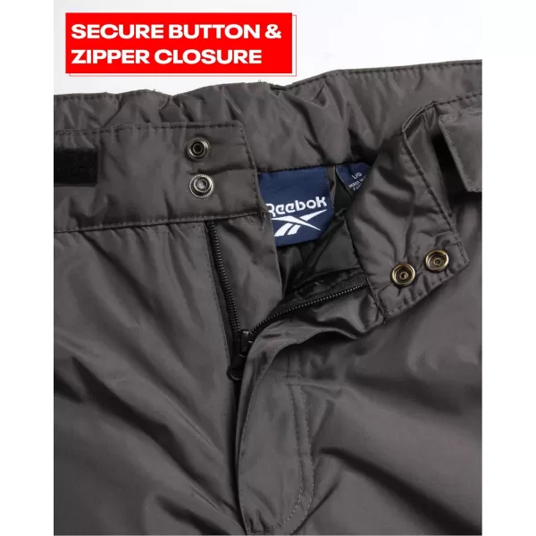 imageReebok Mens Snow Pants  Heavyweight Waterproof Snowboard Pants with Cargo Pockets Snow Gaiters  Ski Pants for Men MXXLCharcoal