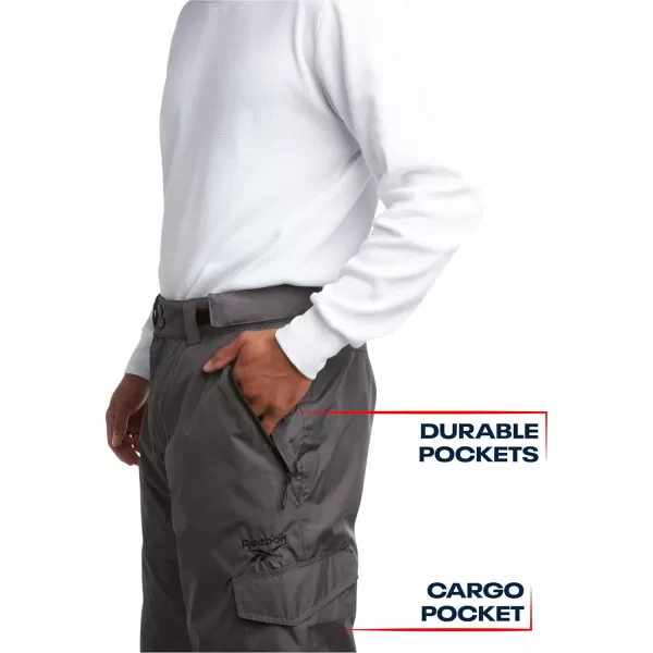 imageReebok Mens Snow Pants  Heavyweight Waterproof Snowboard Pants with Cargo Pockets Snow Gaiters  Ski Pants for Men MXXLCharcoal