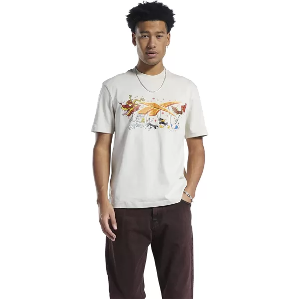 imageReebok Mens Standard Graphic TeeStucco BeigeLooney Tunes Graphic