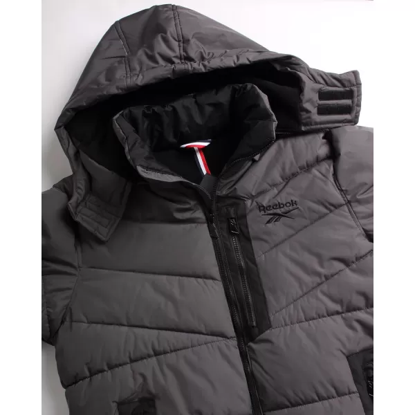 imageReebok Mens Winter Coat  Heavyweight Bubble Puffer Parka  Weather Resistant Outerwear Windbreaker Ski Jacket for Men MXXLCharcoal