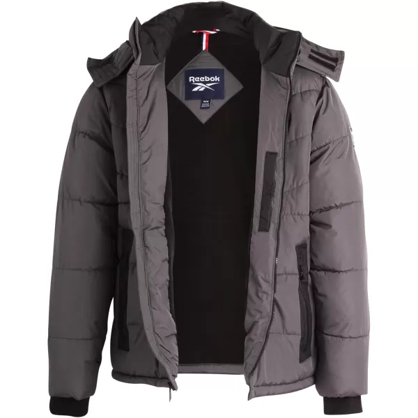 imageReebok Mens Winter Coat  Heavyweight Bubble Puffer Parka  Weather Resistant Outerwear Windbreaker Ski Jacket for Men MXXLCharcoal