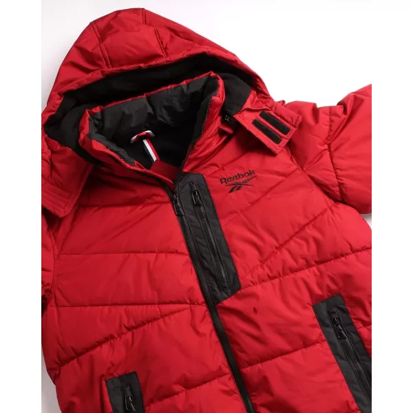 imageReebok Mens Winter Coat  Heavyweight Bubble Puffer Parka  Weather Resistant Outerwear Windbreaker Ski Jacket for Men MXXLDark Red