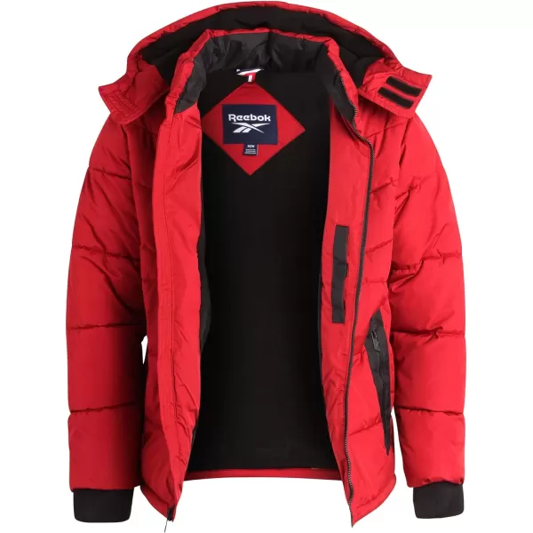 imageReebok Mens Winter Coat  Heavyweight Bubble Puffer Parka  Weather Resistant Outerwear Windbreaker Ski Jacket for Men MXXLDark Red
