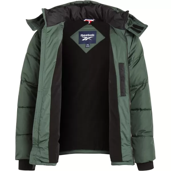 imageReebok Mens Winter Coat  Heavyweight Bubble Puffer Parka  Weather Resistant Outerwear Windbreaker Ski Jacket for Men MXXLHunter