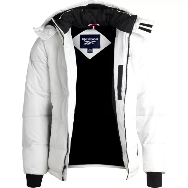 imageReebok Mens Winter Coat  Heavyweight Bubble Puffer Parka  Weather Resistant Outerwear Windbreaker Ski Jacket for Men MXXLWhite