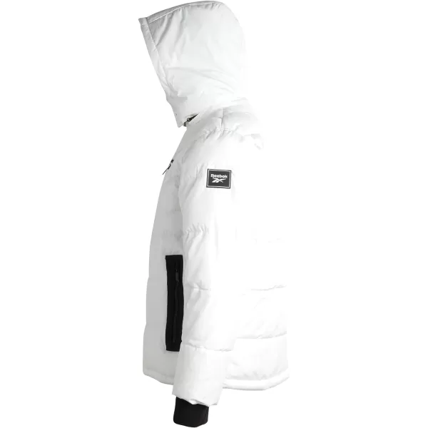 imageReebok Mens Winter Coat  Heavyweight Bubble Puffer Parka  Weather Resistant Outerwear Windbreaker Ski Jacket for Men MXXLWhite
