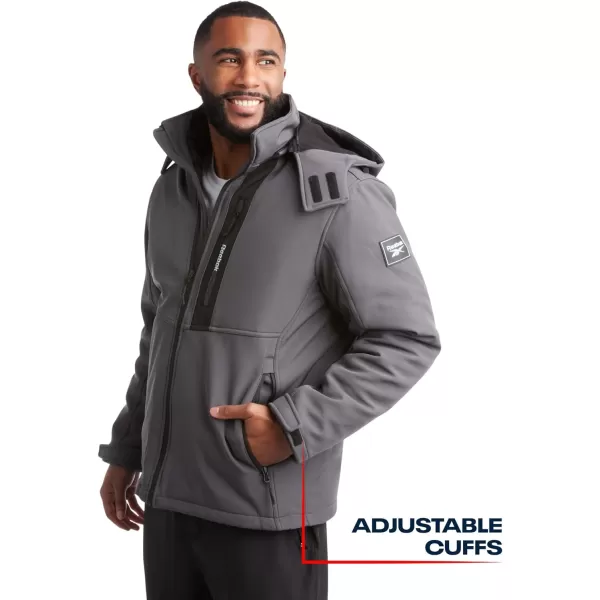 imageReebok Mens Winter Coat Softshell Jacket with Removable Puffer Coat  System Ski Jacket for Men MXXLCharcoal