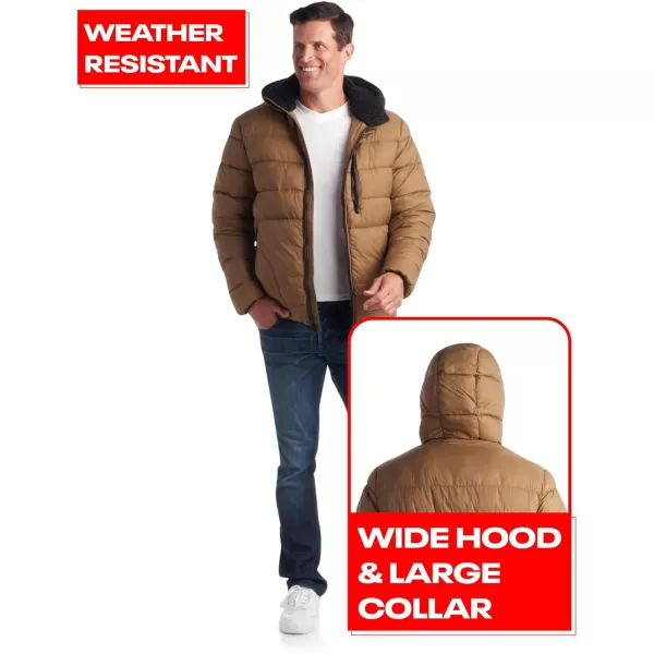 imageReebok Mens Winter Jacket  Heavyweight Quilted Puffer Parka Coat  Ski Jacket for Men Sherpa Lined Hood SXLTaupe