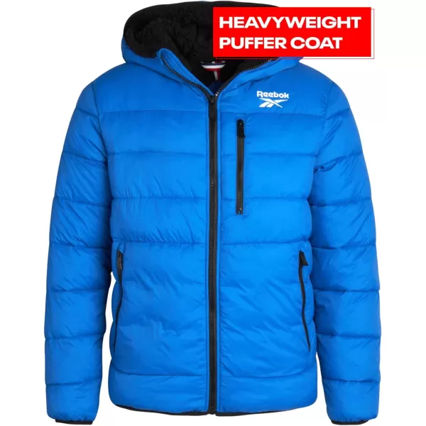 imageReebok Mens Winter Jacket  Heavyweight Quilted Puffer Parka Coat  Ski Jacket for Men Sherpa Lined Hood SXLVector Blue