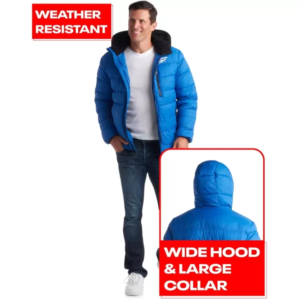 imageReebok Mens Winter Jacket  Heavyweight Quilted Puffer Parka Coat  Ski Jacket for Men Sherpa Lined Hood SXLVector Blue