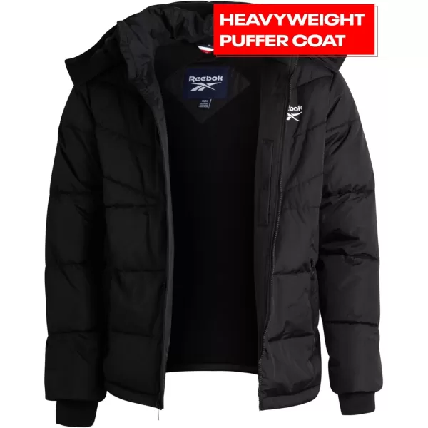imageReebok Mens Winter Jacket  Heavyweight Quilted Puffer Parka Coat  Weather Resistant Jacket for Men LXXLBlack