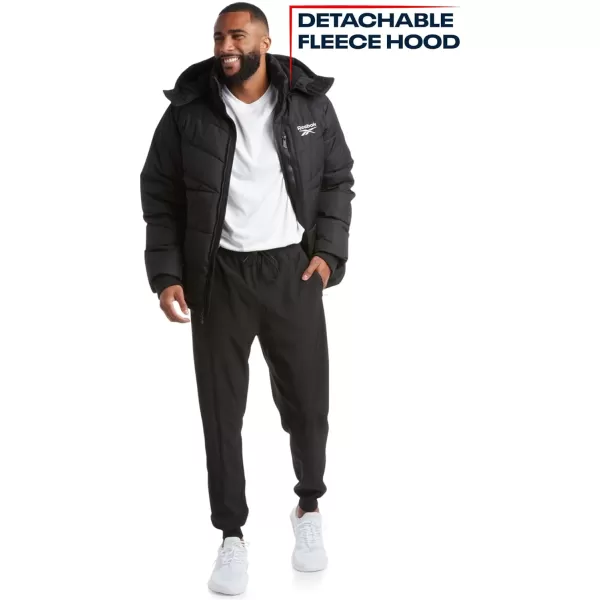 imageReebok Mens Winter Jacket  Heavyweight Quilted Puffer Parka Coat  Weather Resistant Jacket for Men LXXLBlack