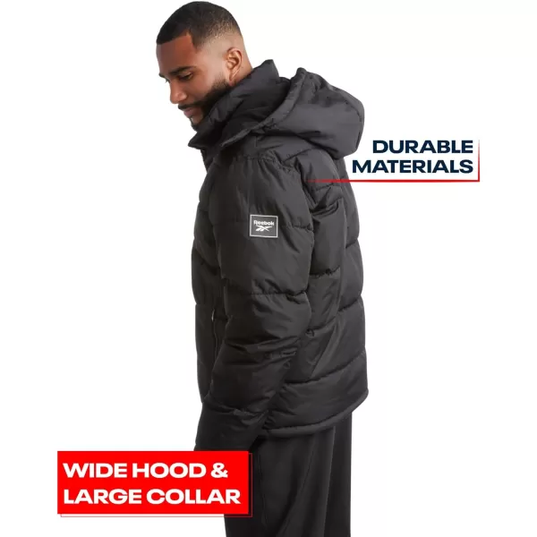 imageReebok Mens Winter Jacket  Heavyweight Quilted Puffer Parka Coat  Weather Resistant Jacket for Men LXXLBlack
