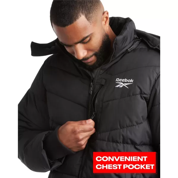 imageReebok Mens Winter Jacket  Heavyweight Quilted Puffer Parka Coat  Weather Resistant Jacket for Men LXXLBlack