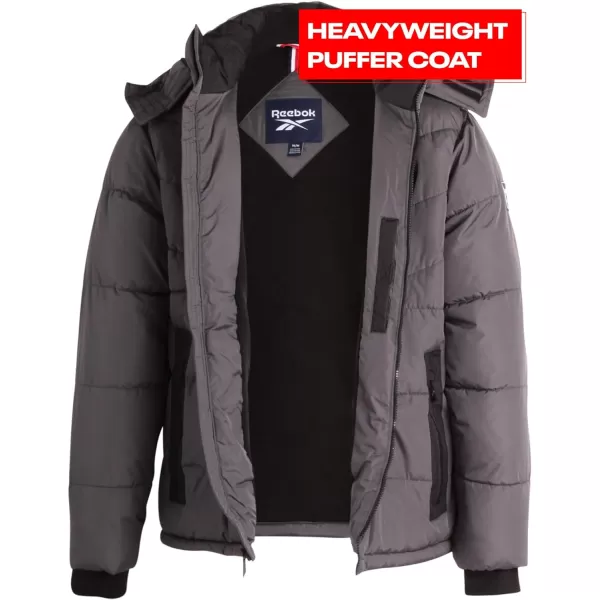 imageReebok Mens Winter Jacket  Heavyweight Quilted Puffer Parka Coat  Weather Resistant Jacket for Men LXXLCharcoal
