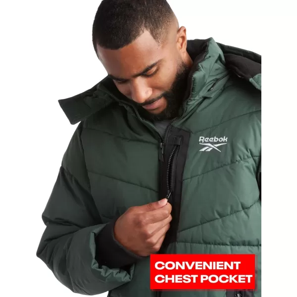 imageReebok Mens Winter Jacket  Heavyweight Quilted Puffer Parka Coat  Weather Resistant Jacket for Men LXXLHunter