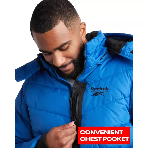 imageReebok Mens Winter Jacket  Heavyweight Quilted Puffer Parka Coat  Weather Resistant Jacket for Men LXXLVector Blue