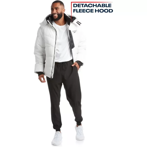 imageReebok Mens Winter Jacket  Heavyweight Quilted Puffer Parka Coat  Weather Resistant Jacket for Men LXXLWhite