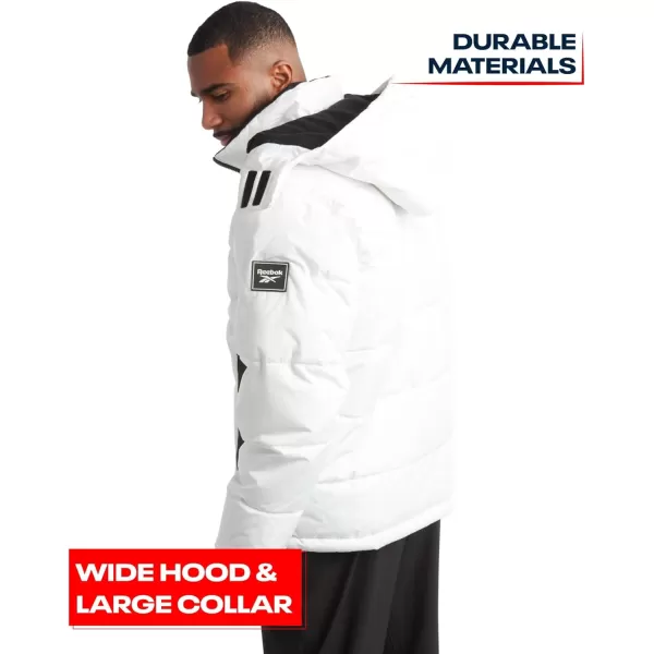 imageReebok Mens Winter Jacket  Heavyweight Quilted Puffer Parka Coat  Weather Resistant Jacket for Men LXXLWhite