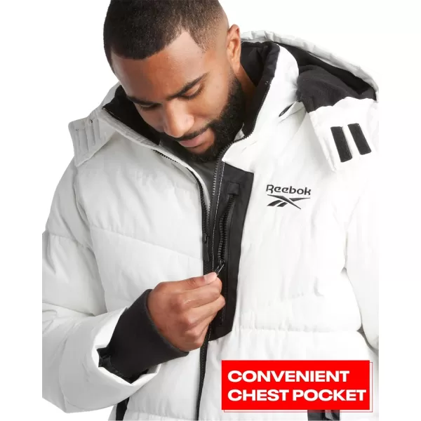 imageReebok Mens Winter Jacket  Heavyweight Quilted Puffer Parka Coat  Weather Resistant Jacket for Men LXXLWhite