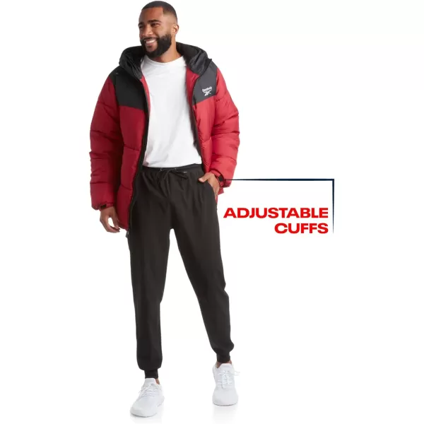 imageReebok Mens Winter Jacket  Heavyweight Quilted Puffer Parka Coat  Weather Resistant Ski Jacket for Men 820BlackDark Red