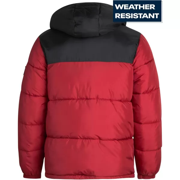imageReebok Mens Winter Jacket  Heavyweight Quilted Puffer Parka Coat  Weather Resistant Ski Jacket for Men 820BlackDark Red