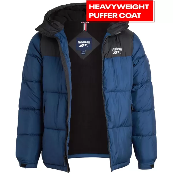 imageReebok Mens Winter Jacket  Heavyweight Quilted Puffer Parka Coat  Weather Resistant Ski Jacket for Men 820BlackNothern Night
