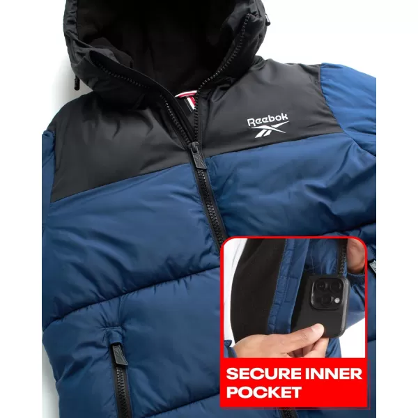imageReebok Mens Winter Jacket  Heavyweight Quilted Puffer Parka Coat  Weather Resistant Ski Jacket for Men 820BlackNothern Night