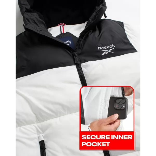 imageReebok Mens Winter Jacket  Heavyweight Quilted Puffer Parka Coat  Weather Resistant Ski Jacket for Men 820BlackWhite