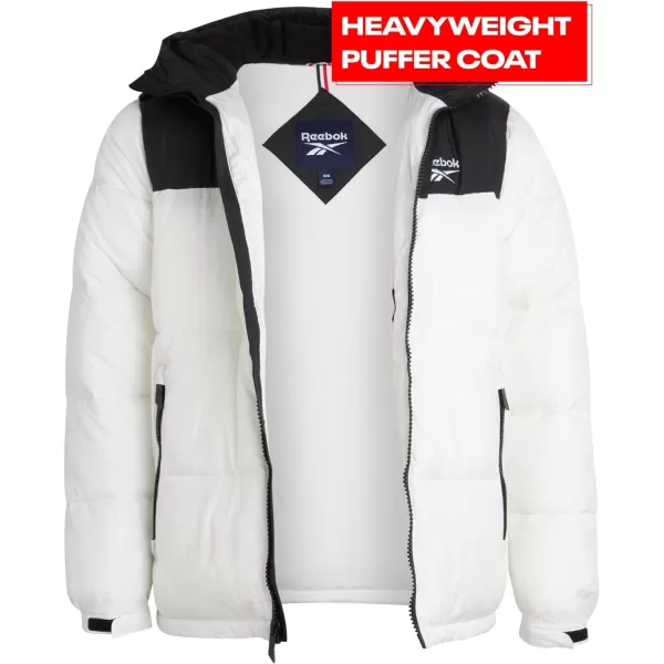 imageReebok Mens Winter Jacket  Heavyweight Quilted Puffer Parka Coat  Weather Resistant Ski Jacket for Men 820BlackWhite