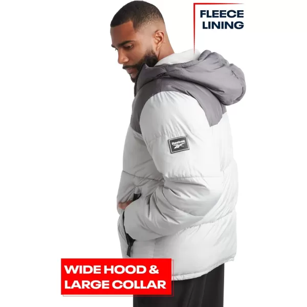 imageReebok Mens Winter Jacket  Heavyweight Quilted Puffer Parka Coat  Weather Resistant Ski Jacket for Men 820CharcoalGrey