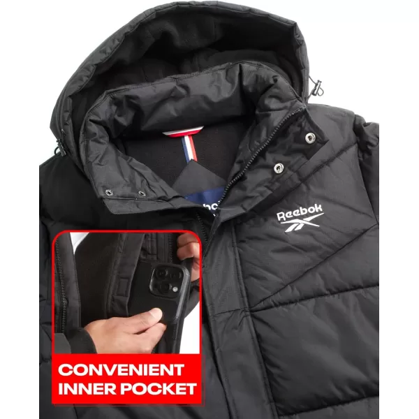 imageReebok Mens Winter Jacket  Heavyweight Quilted Puffer Parka Coat  Weather Resistant Ski Jacket for Men MXXLBlack