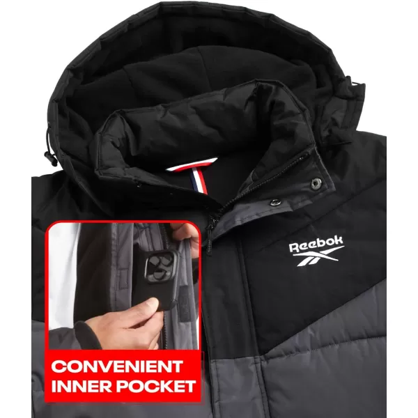 imageReebok Mens Winter Jacket  Heavyweight Quilted Puffer Parka Coat  Weather Resistant Ski Jacket for Men MXXLCharcoalBlack