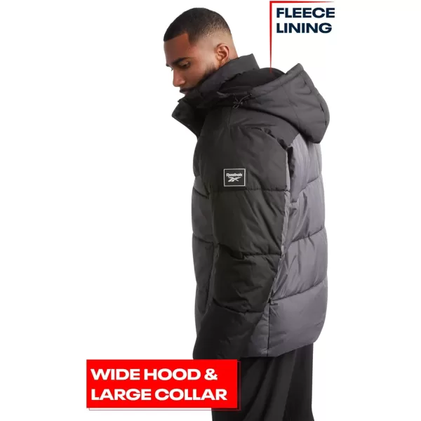 imageReebok Mens Winter Jacket  Heavyweight Quilted Puffer Parka Coat  Weather Resistant Ski Jacket for Men MXXLCharcoalBlack