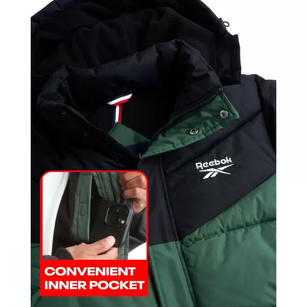 imageReebok Mens Winter Jacket  Heavyweight Quilted Puffer Parka Coat  Weather Resistant Ski Jacket for Men MXXLHunterBlack