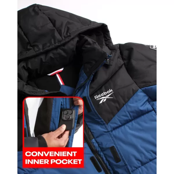 imageReebok Mens Winter Jacket  Heavyweight Quilted Puffer Parka Coat  Weather Resistant Ski Jacket for Men MXXLNorthern NightBlack