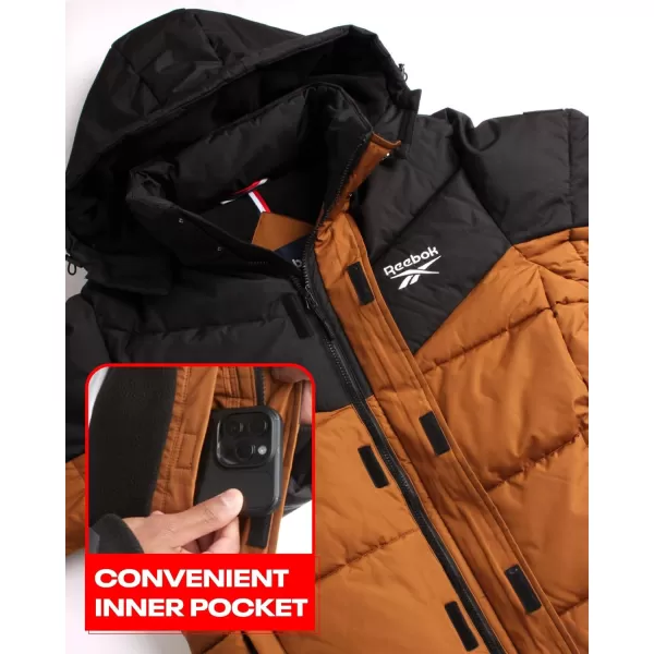 imageReebok Mens Winter Jacket  Heavyweight Quilted Puffer Parka Coat  Weather Resistant Ski Jacket for Men MXXLTimberBlack